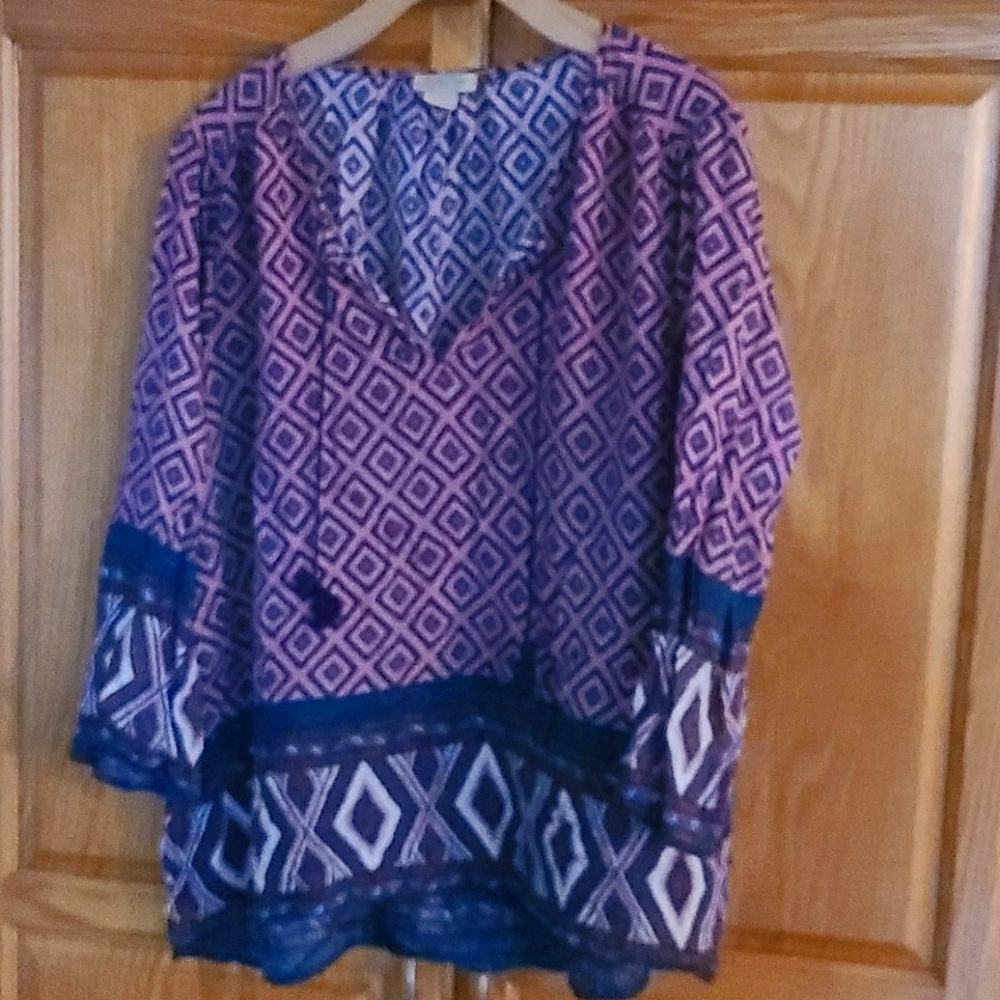 Lucky Brand Geo Print print blouse